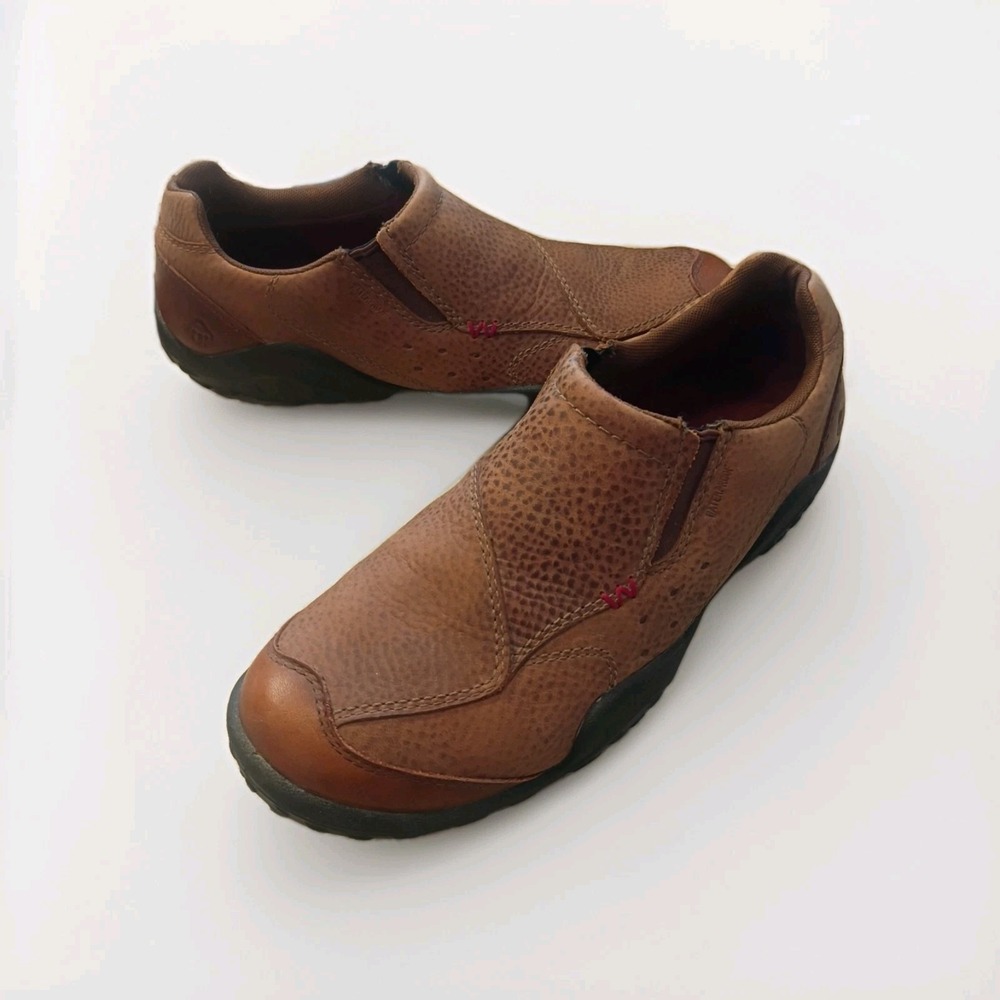 Wolverine MX Ortholite Brown Leather Slip On  Mens Size-9.5 Waterproof Rugged
